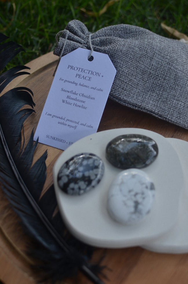 Palm Gemstone Intention Set- Peace + Protection