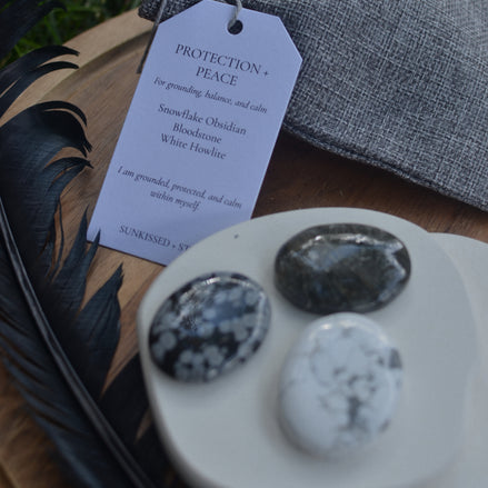 Palm Gemstone Intention Set- Peace + Protection