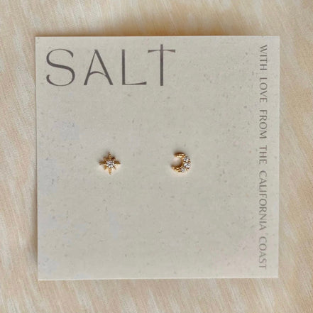 Star & Moon Studs | Gold | Tiny & Dainty - SALT by Sarah Curtis

Stud Earrings