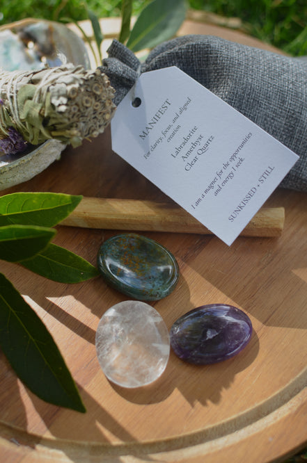Palm Gemstone Intention Set- Manifest