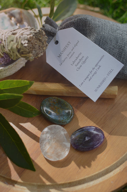 Palm Gemstone Intention Set- Manifest
