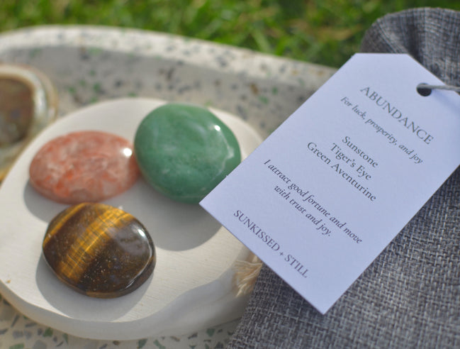 Palm Gemstone Intention Set- Abundance