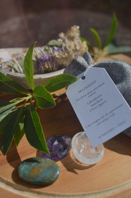 Palm Gemstone Intention Set- Manifest