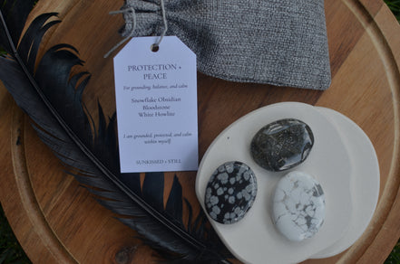 Palm Gemstone Intention Set- Peace + Protection