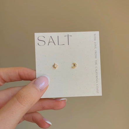 Star & Moon Studs | Gold | Tiny & Dainty - SALT by Sarah Curtis

Stud Earrings