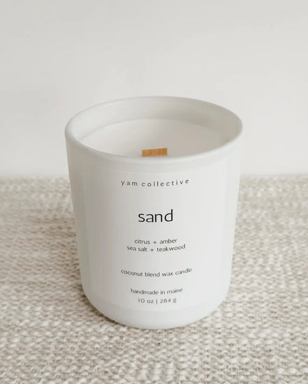 Sand – 10 oz Amber + Teakwood Candle