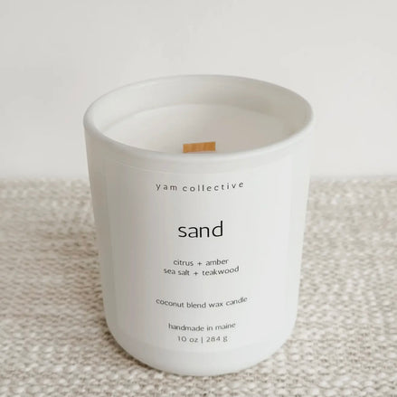 Sand – 10 oz Amber + Teakwood Candle