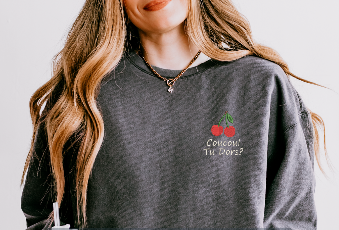 Harry Styles Cherry Embroidered Sweatshirt — Comfort Colors 1466 Crewneck