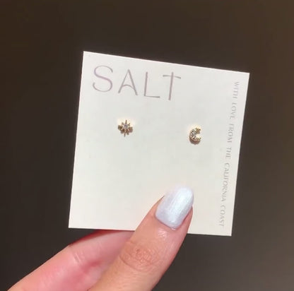 Star & Moon Studs | Gold | Tiny & Dainty - SALT by Sarah Curtis

Stud Earrings